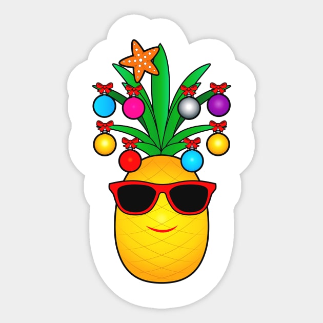 Cartoon Pineapple Decorated for Christmas Sticker by PenguinCornerStore